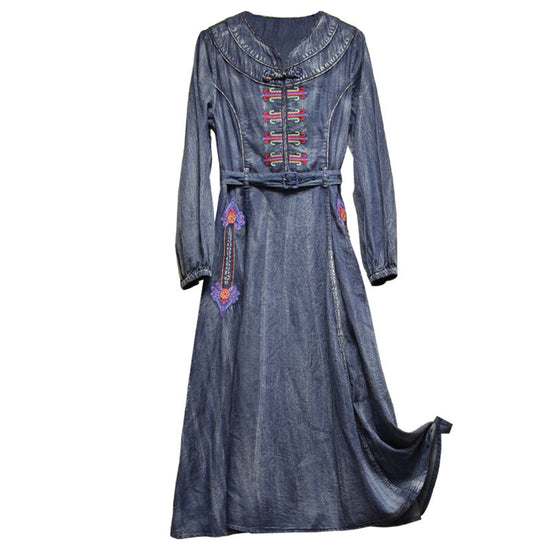 Denim dress with belt