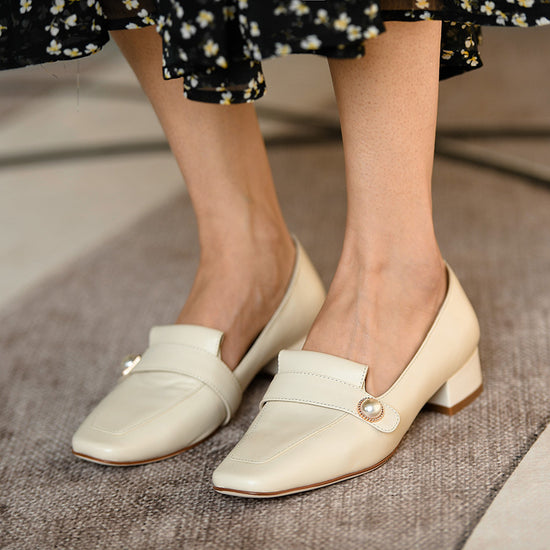 Deep mouth square flat shoes women's loafers
