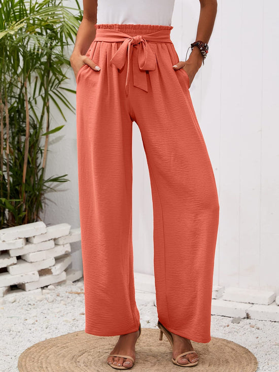 Knotted Commuter Wide Leg Pants Casual