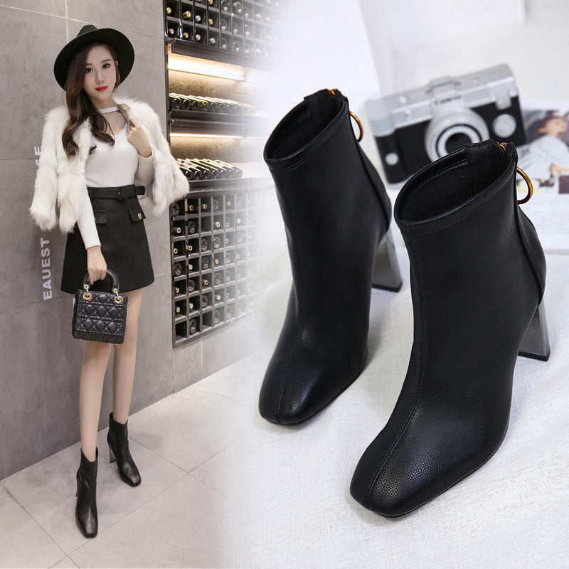 English boots children thick with square toe thin boots high heels Martin boots