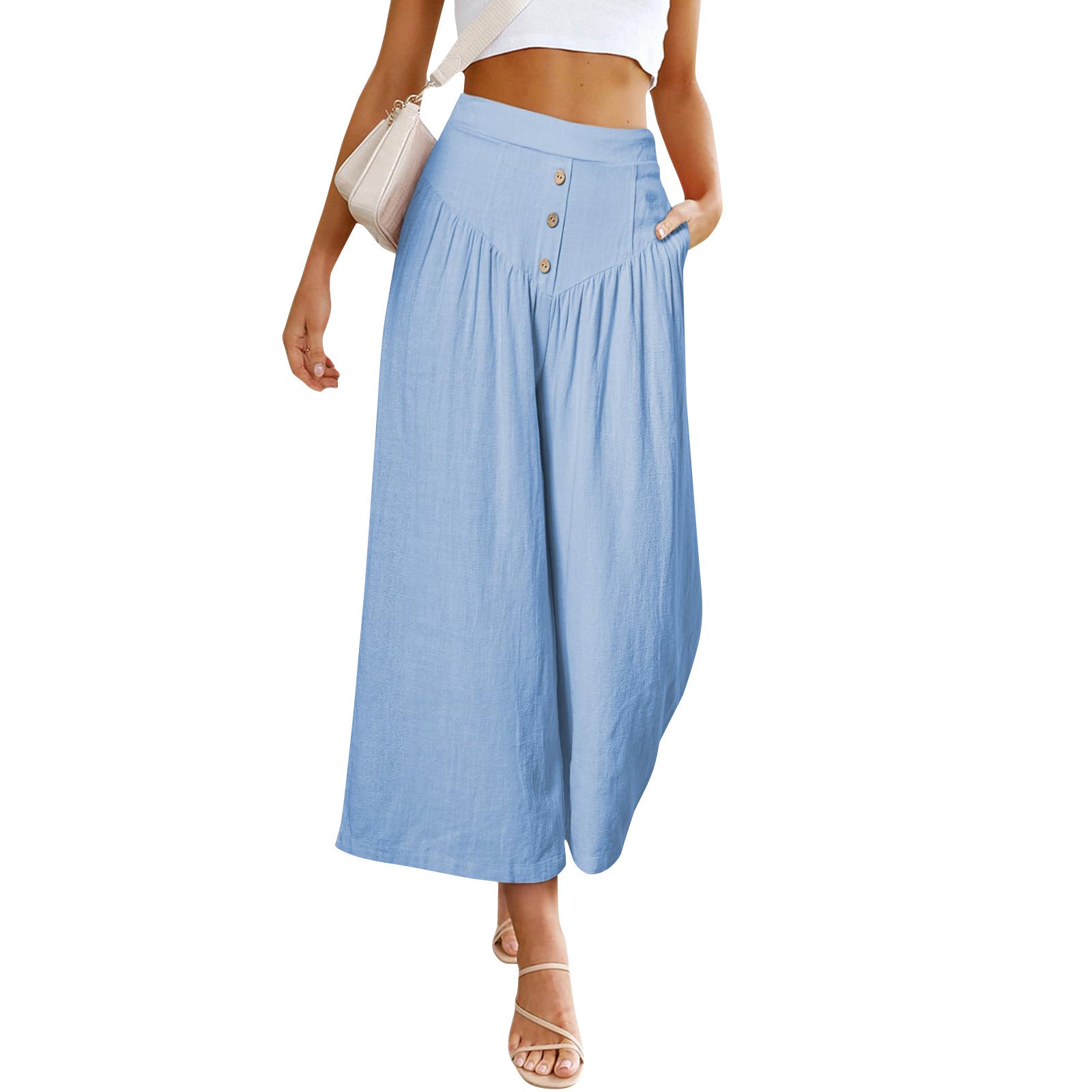 European And American Lazy Relaxed Casual Wide Leg High Waist Women's Cropped Pants
