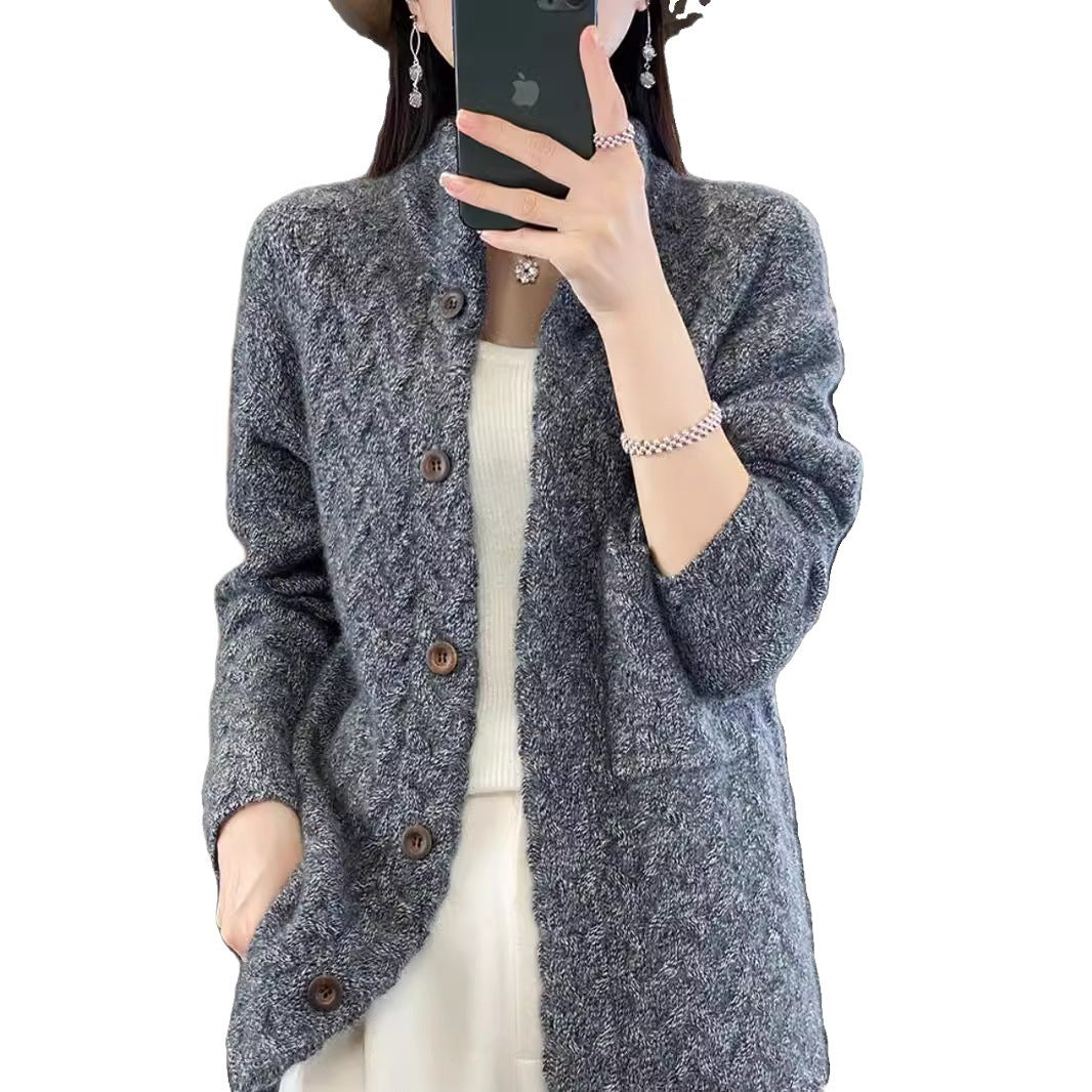 Women's Knitted Cardigan Thickened Twist