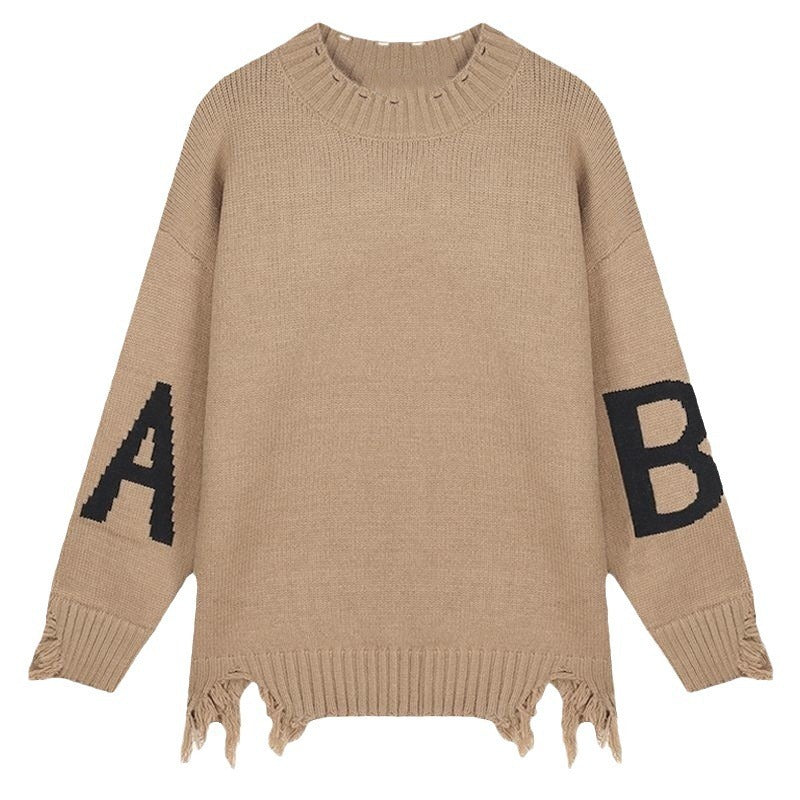 Women's Korean-style Loose And Idle Wind Black Knitwear Sweater