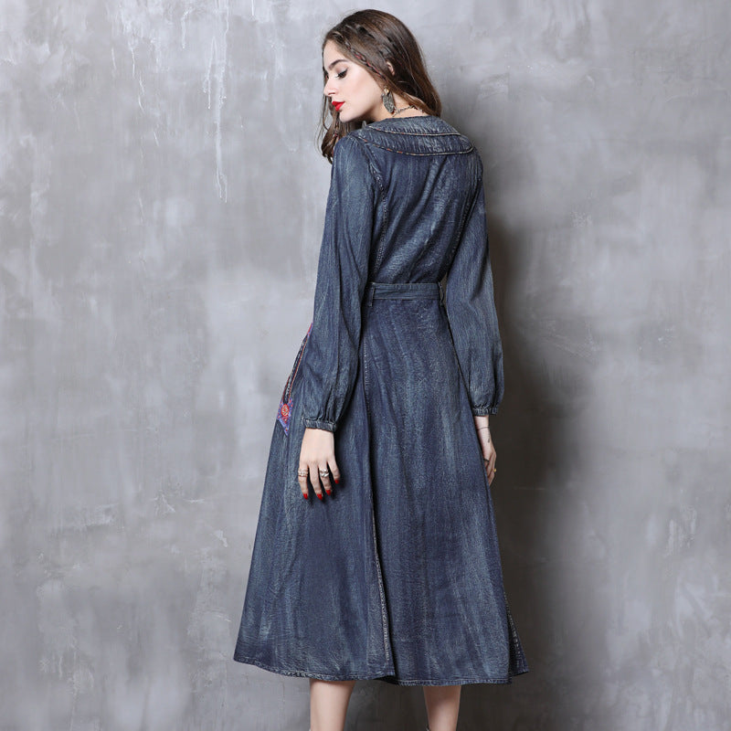 Denim dress with belt