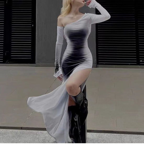 European And American Slim Temperament Dress Split Elegant Street Hipster