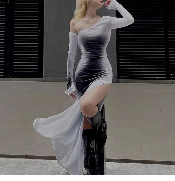 European And American Slim Temperament Dress Split Elegant Street Hipster