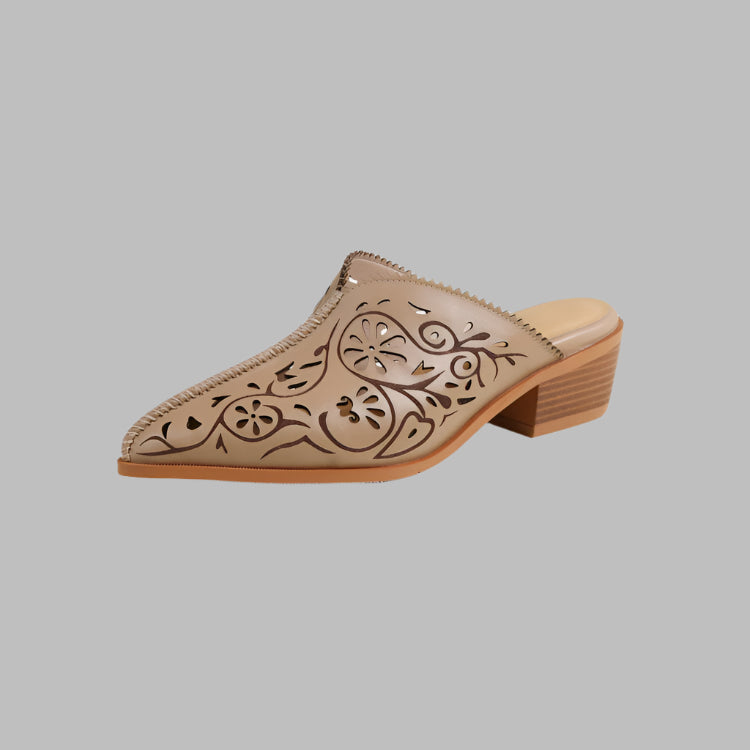 Top Layer Cowhide High Heel Non-slip Closed-toe Slippers