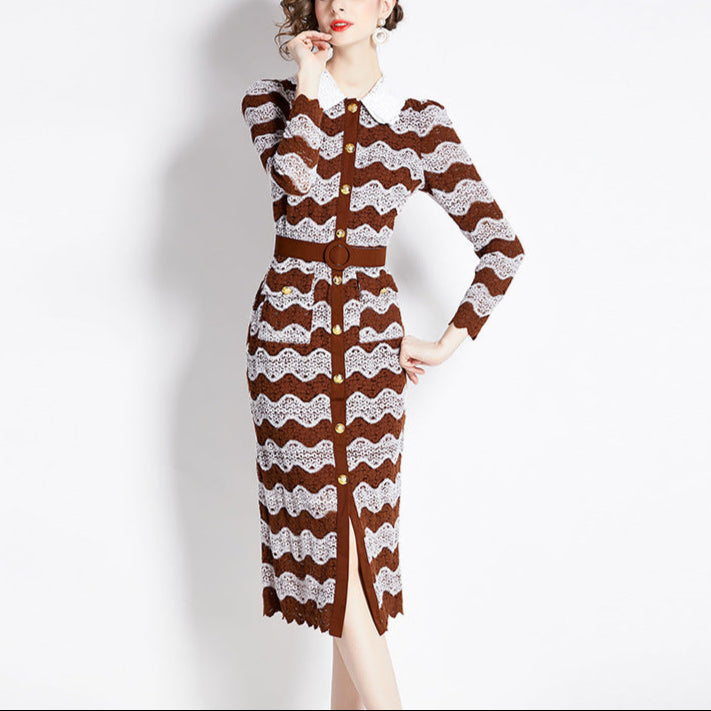 Lace Flocking Slim-fit Sheath Dress