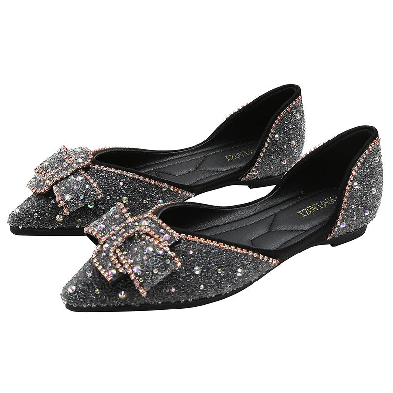 New Pumpkins With Rhinestones And Pointed-Toe Flats