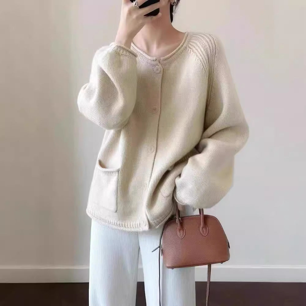 Klein Blue Knitted Cardigan Sweater Coat For Women Early