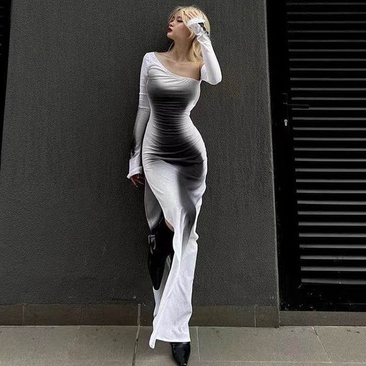 European And American Slim Temperament Dress Split Elegant Street Hipster