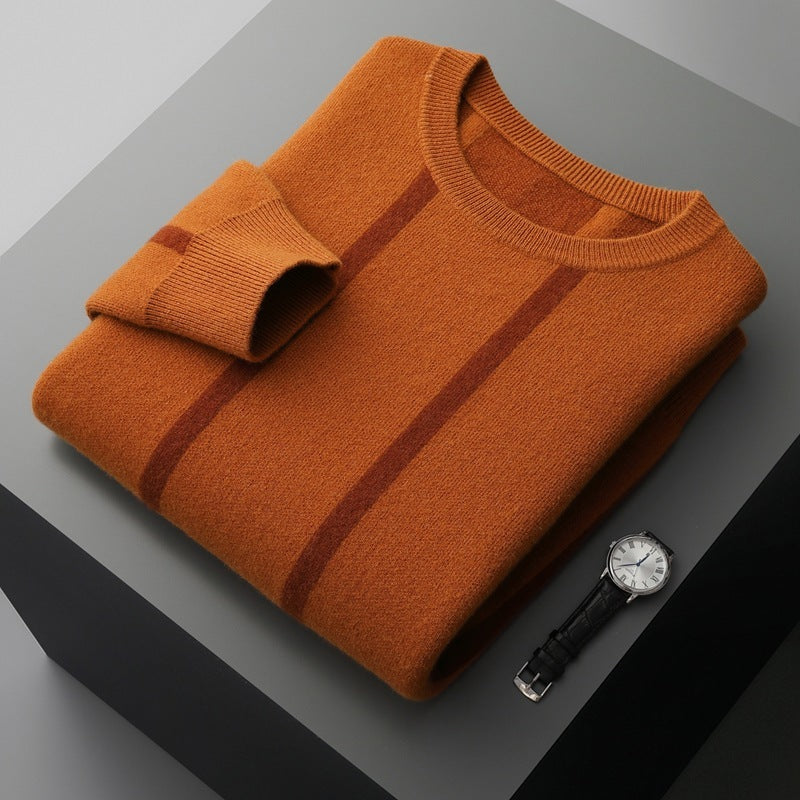 Men's Round Neck Autumn And Winter Thickening Knitted Sweater Loose Casual Wool Tops