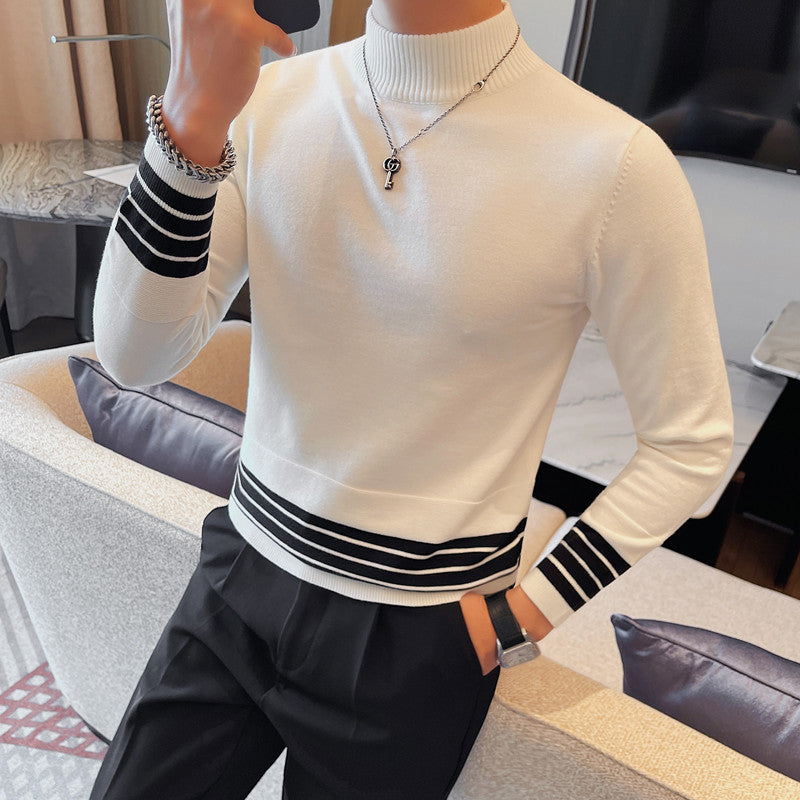 Spring And Autumn Men's Half Turtleneck Casual Sweater Knitwear Urban Top