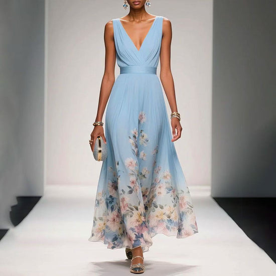 Sexy Vest Chiffon Printed Dress