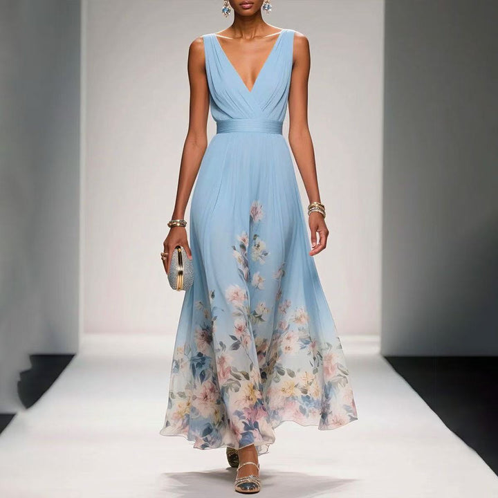 Sexy Vest Chiffon Printed Dress