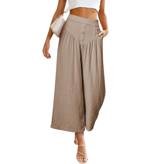 European And American Lazy Relaxed Casual Wide Leg High Waist Women's Cropped Pants