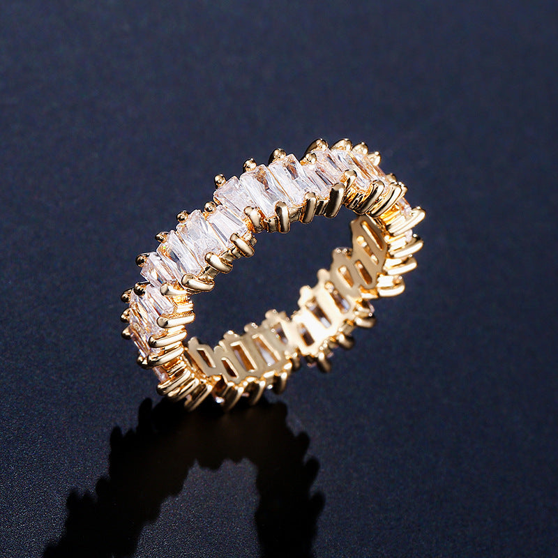 Copper Inlaid AAA Grade Color Zircon Ring For Women