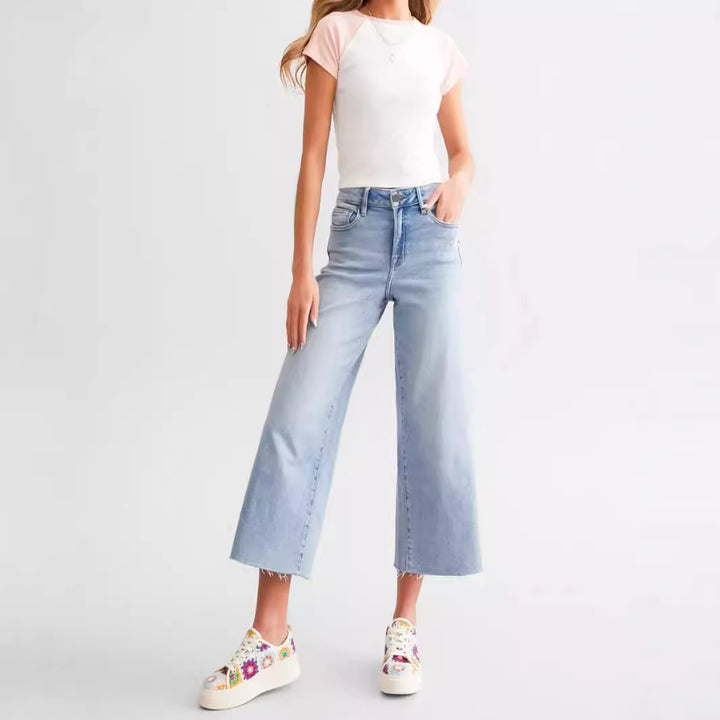Straight Wide Leg Jeans Women's European And American Simple