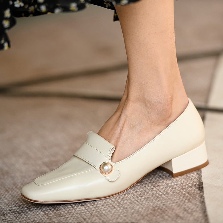 Deep mouth square flat shoes women's loafers