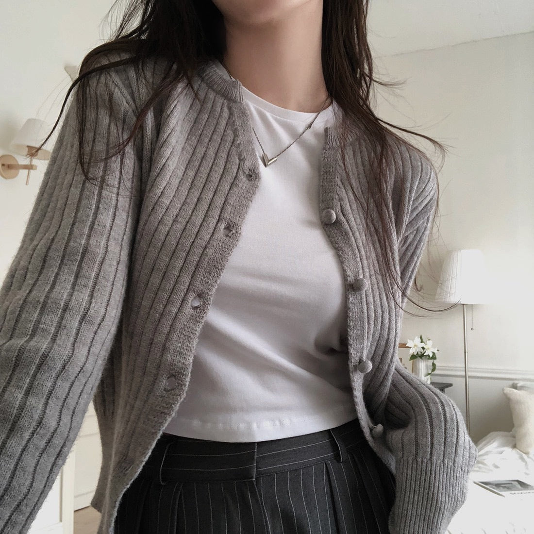 Sweater Coat Women's Slim-fit Long-sleeved Knitted Cardigan