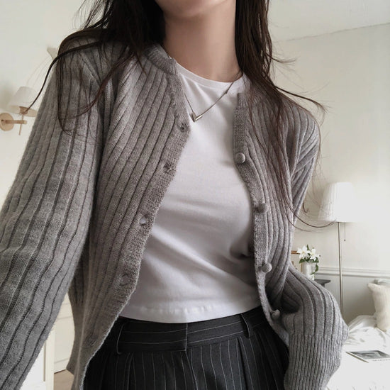 Sweater Coat Women's Slim-fit Long-sleeved Knitted Cardigan