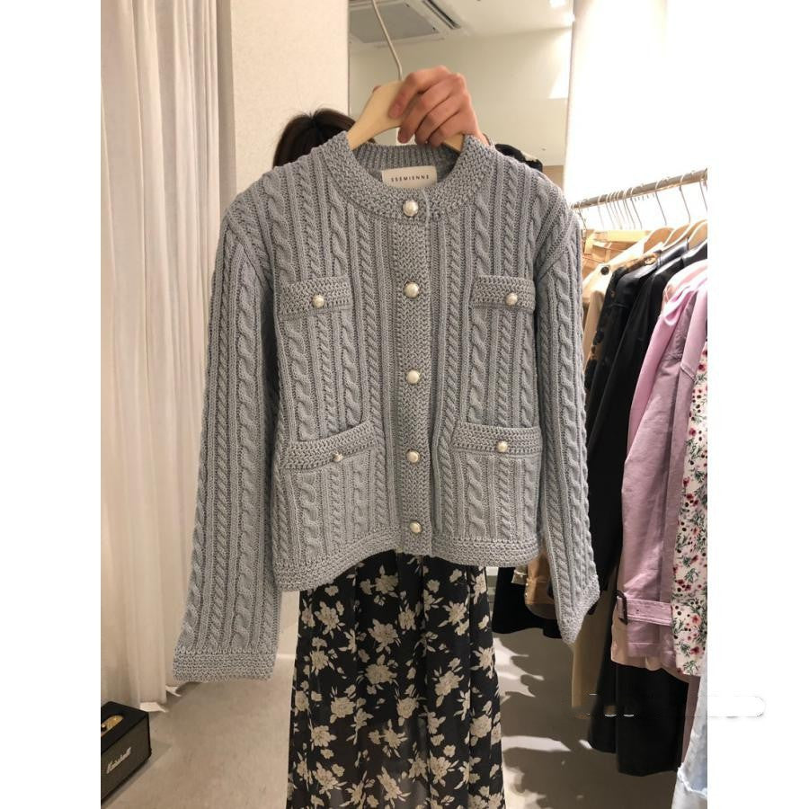 Twist Cardigan Knit Sweater Outer Wear Autumn And Winter Sweater Women