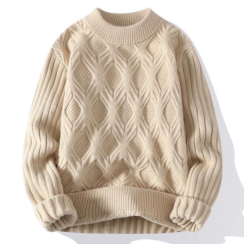 Men's Fashion Casual Solid Color Twisted Sweater