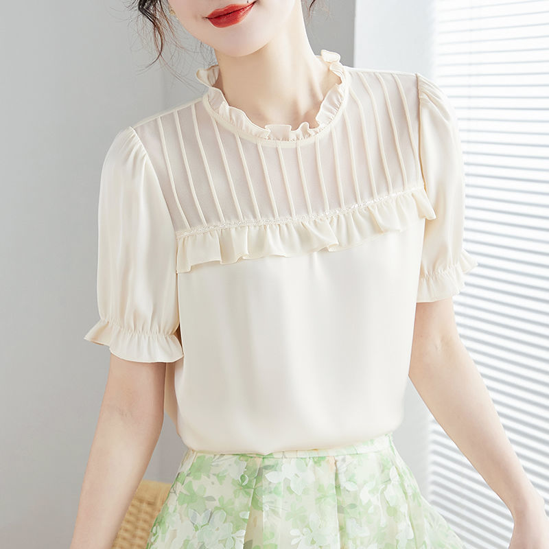 Western Style Beautiful Chiffon Shirt Spring And Summer Loose Design Comfortable Chic Small Shirt Top Women