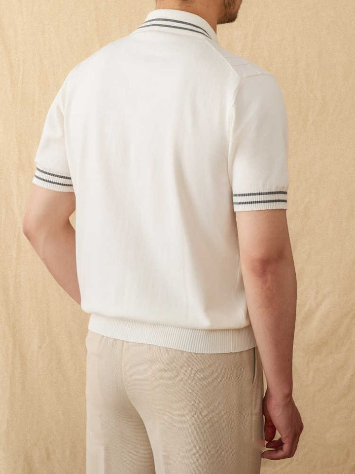 Cotton Leisure Knitted Short-sleeved Lapel Polo Shirt