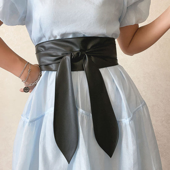 PU Wide Belt Coat Decoration Bandage Waist Seal With Dress