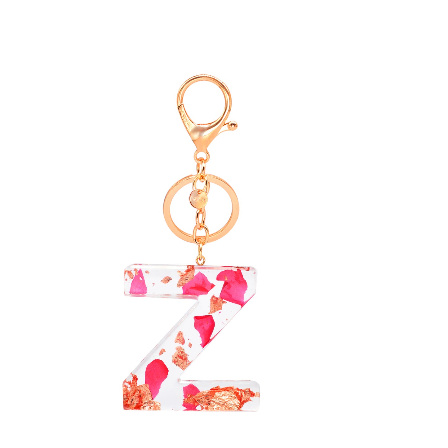 Petal Resin Keychain English Alphabet Pendant