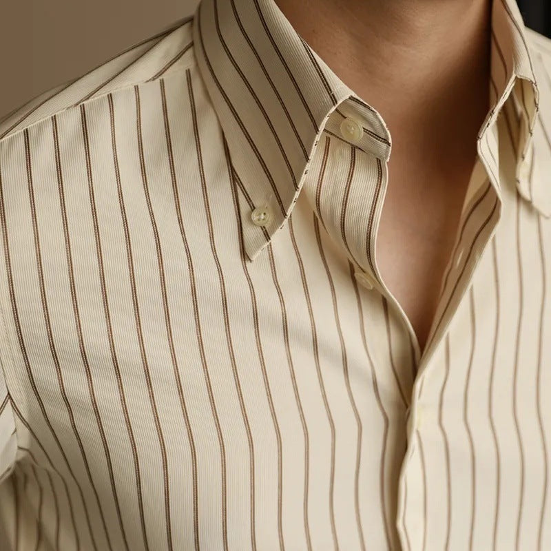 Men's Long Sleeve Fall Slim Fit Casual Striped Shirt