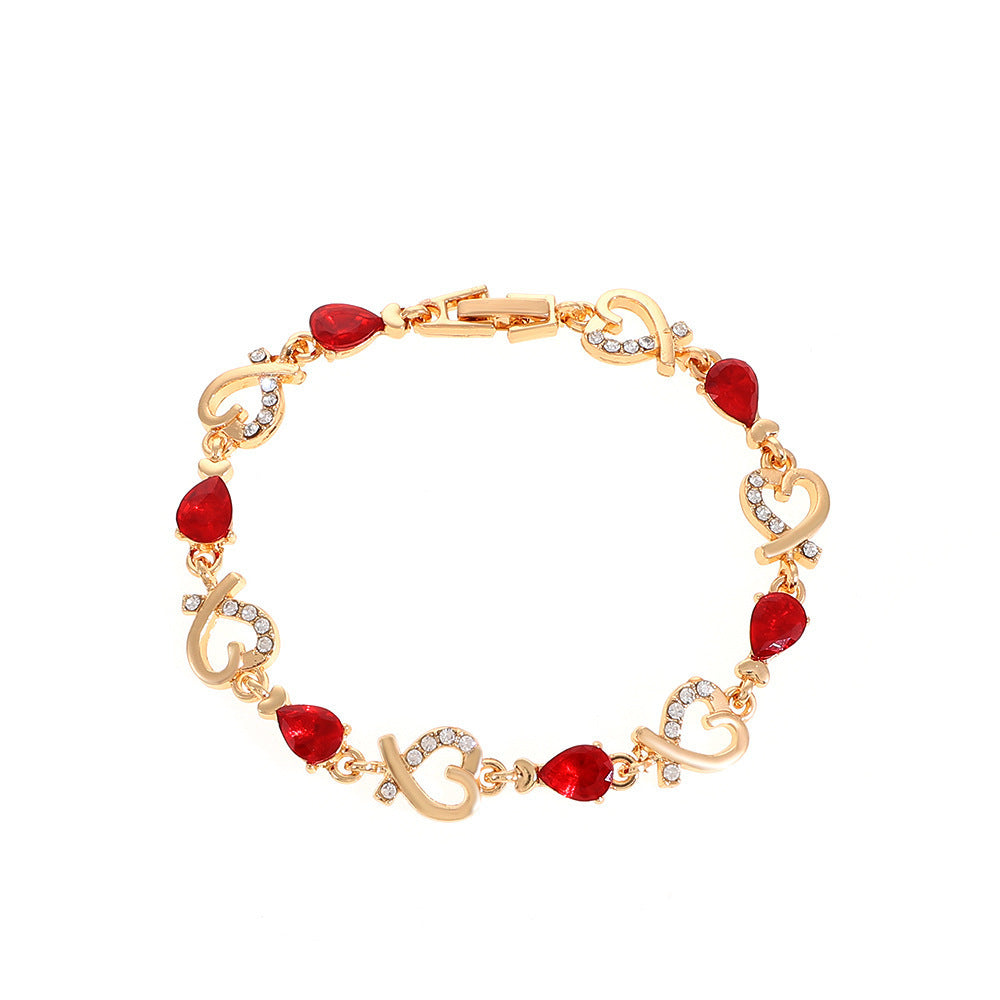 Hollow Love Bracelet With Rhinestones Heart-shaped Bracelet
