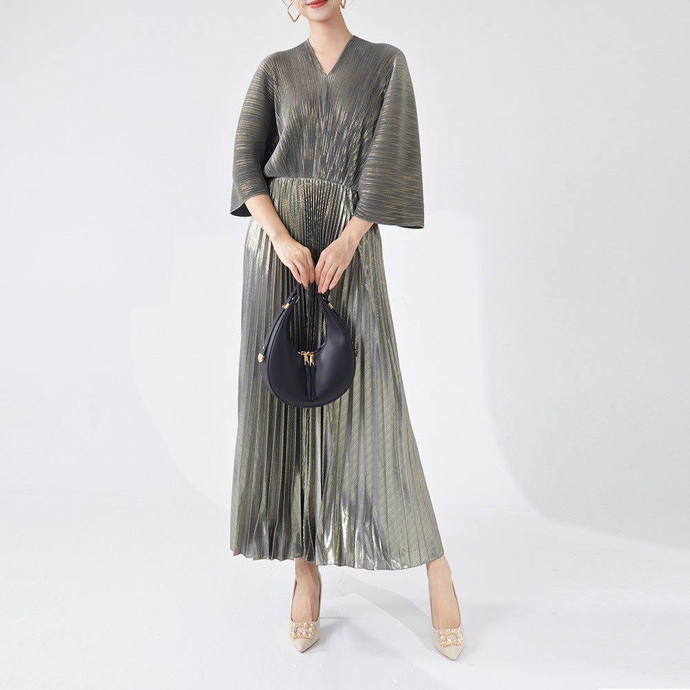 Women's Clothing V-neck Dress Pleated