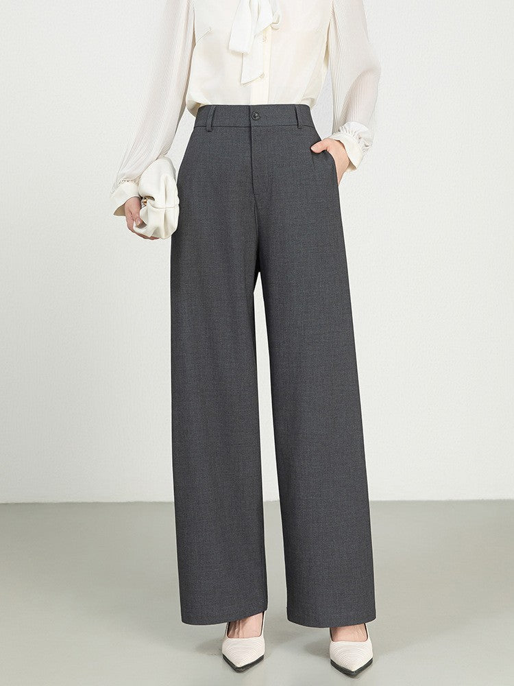 Cotton And Linen High Waist Suit Straight Wide-leg Pants