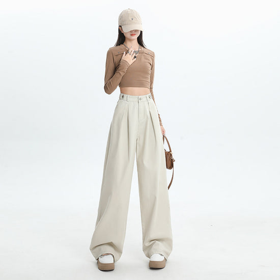 Loose High Waist Slimming Drape Casual Mopping Pants