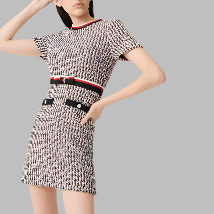 Plaid Woven Tweed Dress Women