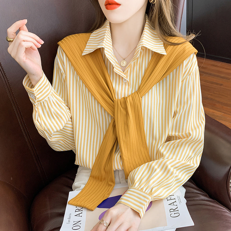 Women's Two Striped Shirts Design Niche Long Sleeves