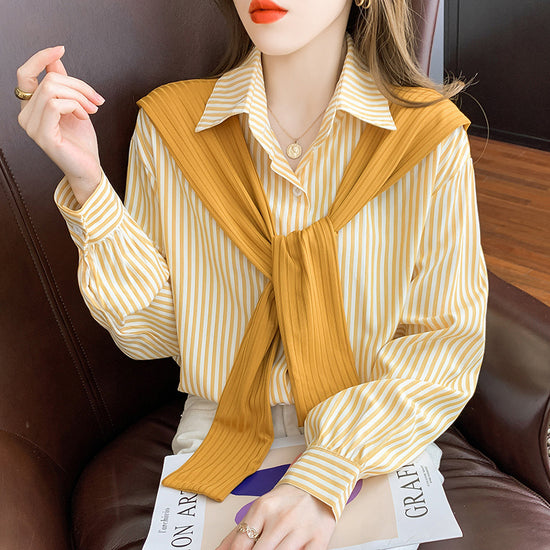 Women's Two Striped Shirts Design Niche Long Sleeves