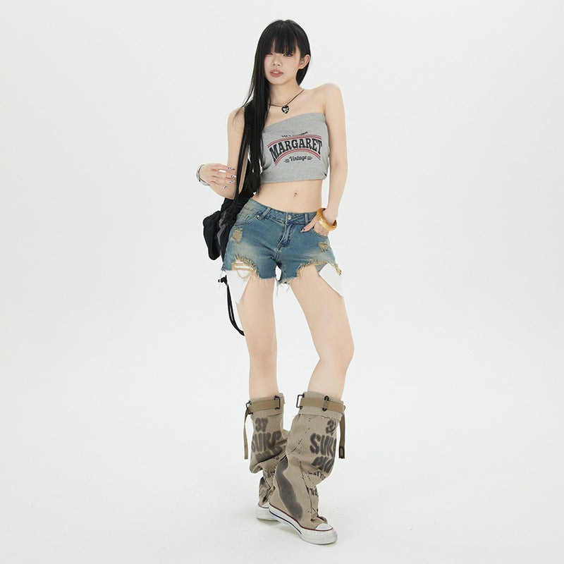 Fashion Personalized Washed Denim Shorts For Women