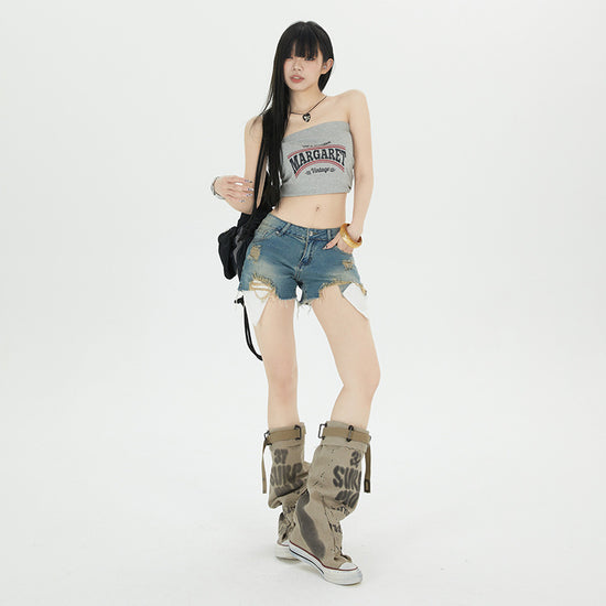 Fashion Personalized Washed Denim Shorts For Women