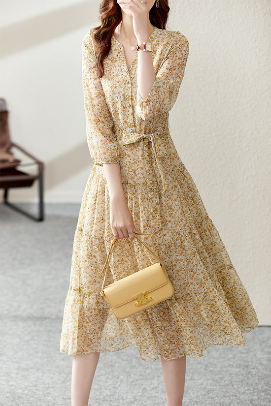French Style Temperament Half Sleeve High Waist Dress For Women