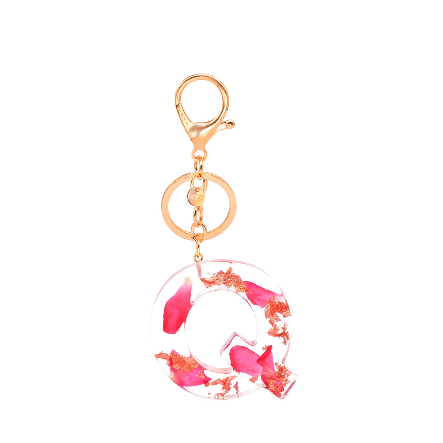 Petal Resin Keychain English Alphabet Pendant