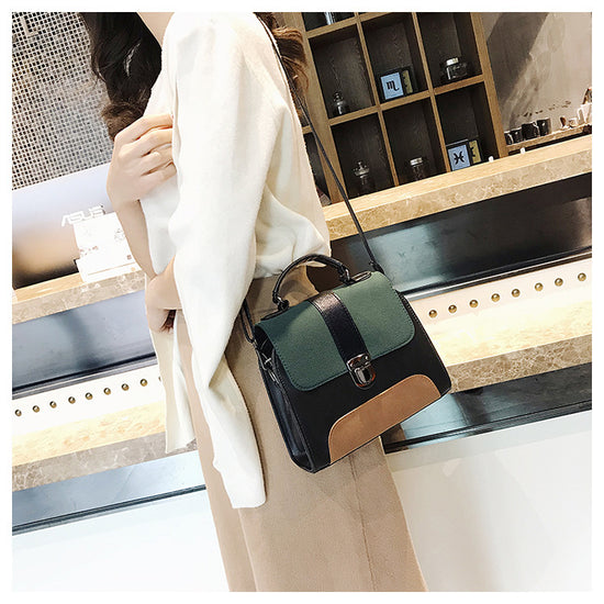 Fashion Frosted Cover Contrast Color Bag