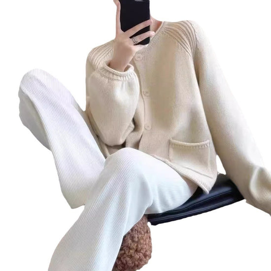 Klein Blue Knitted Cardigan Sweater Coat For Women Early