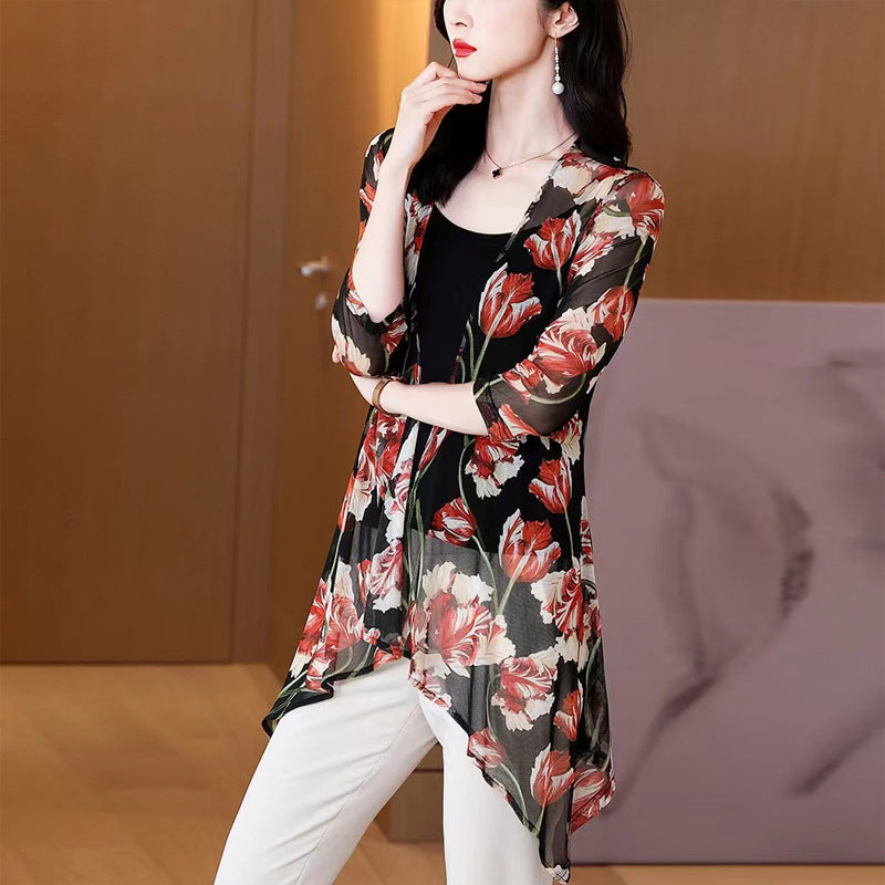 Women's Minimalist Mesh Seven Quarter Sleeve Sunscreen Jacket