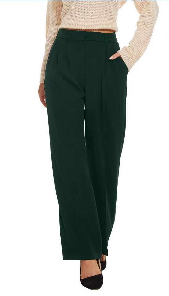 Commuter Drooping Slimming High Waist Pure Color Wide-leg Pants Casual Suit Pants
