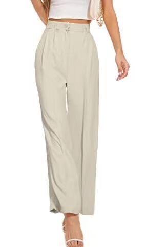 Commuter Drooping Slimming High Waist Pure Color Wide-leg Pants Casual Suit Pants