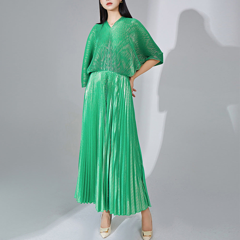 Women's Clothing V-neck Dress Pleated
