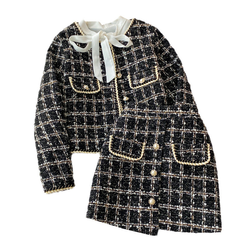 Tweed Jacket Three-piece Suit Bow Tie